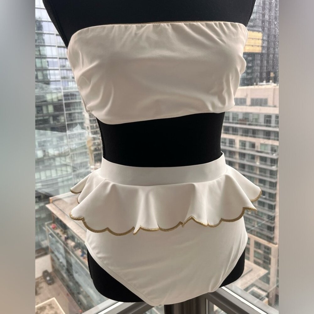 🆕 ZIMMERMANN 🧿 BNWOT White Jeannie Scallop Tiered Bikini - Size 4 - US 12 - Picture 2 of 16